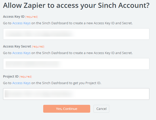 Zapier credentials
