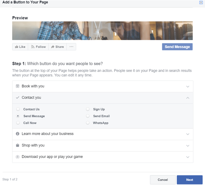 Fb Add Send Message Button