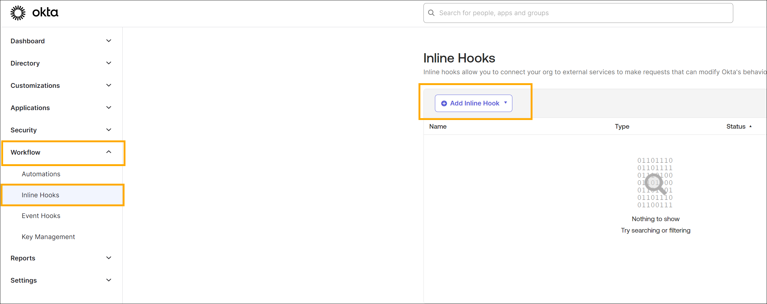 Create Inline Hook in Okta Workflow